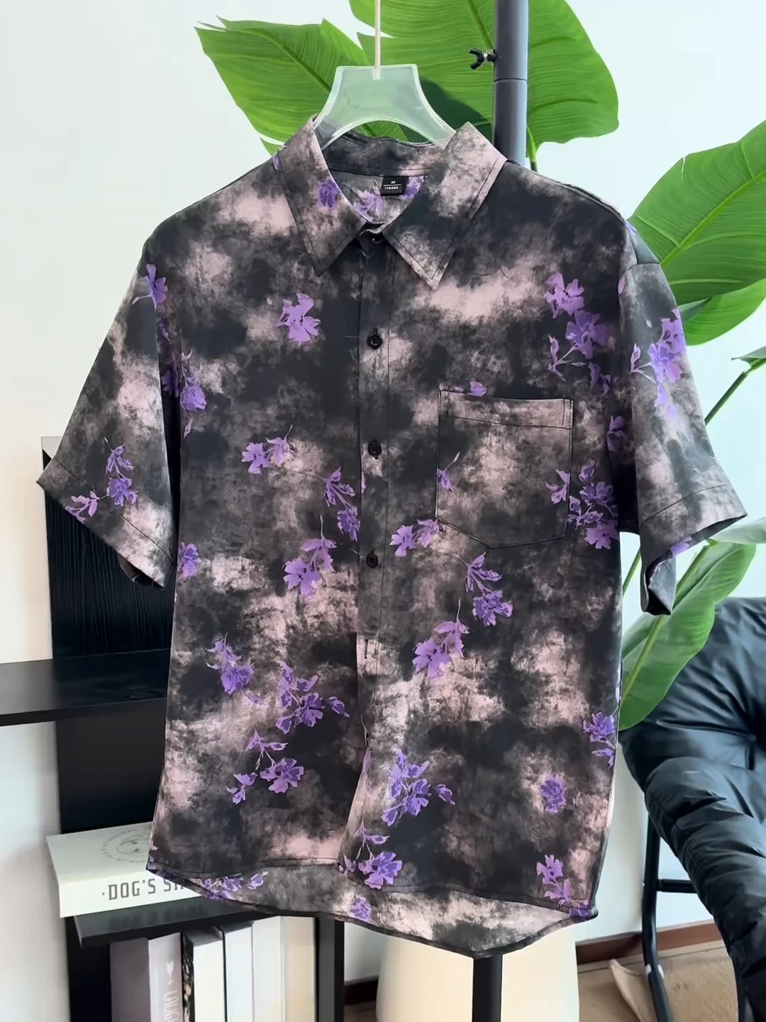 

Ice Silk Gradient Dyed Embroidery Men's Short Sleeve Shirt Lightweight Summer Fashion Retro Baroque Jacket Clean Fit Style