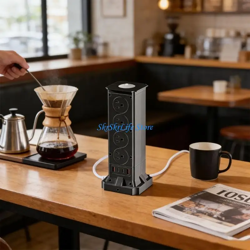 

E65E Multiple Plug Outlet Tower 110V Vertical Stand Plastic Texture Power Strips Tower