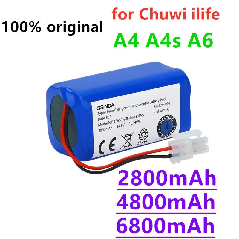 2022 New original Rechargeable ILIFE Battery 14.8V 6800mAh robotic vacuum cleaner accessories parts for Chuwi ilife A4 A4s A6