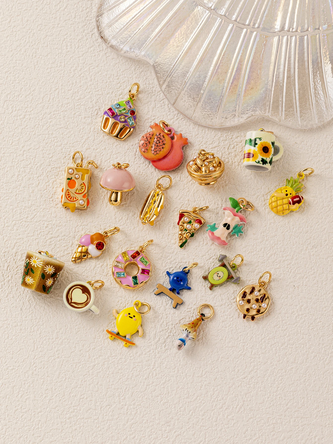Mode- und personalisierte Dessert-Lebensmittel-Serie: Hot Dog, Pizza, Granatapfel DIY-Anhänger für Schmuckherstellung – Detail 2