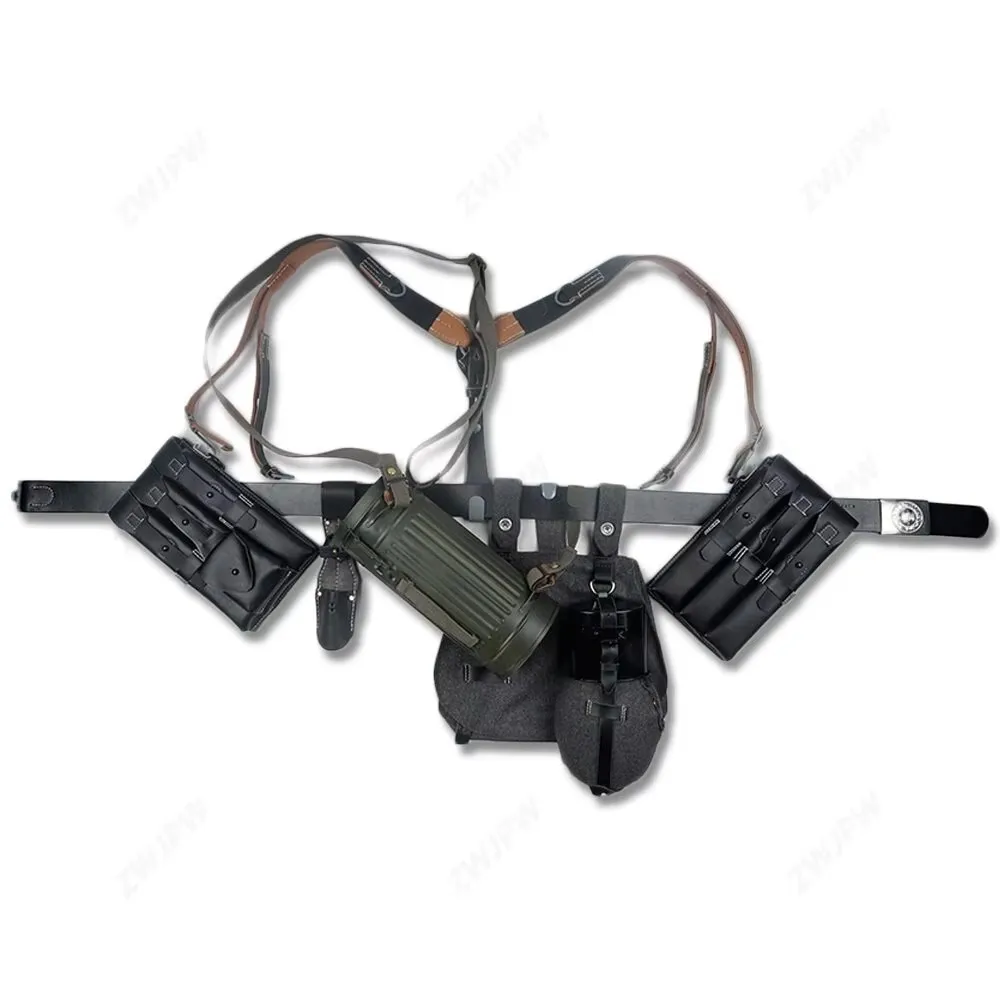 WW2 German Backpack 98k Tactical Belt Leather Combination Soldier Storage Pack Outdoor Bag Equipment Combination 98K Package
