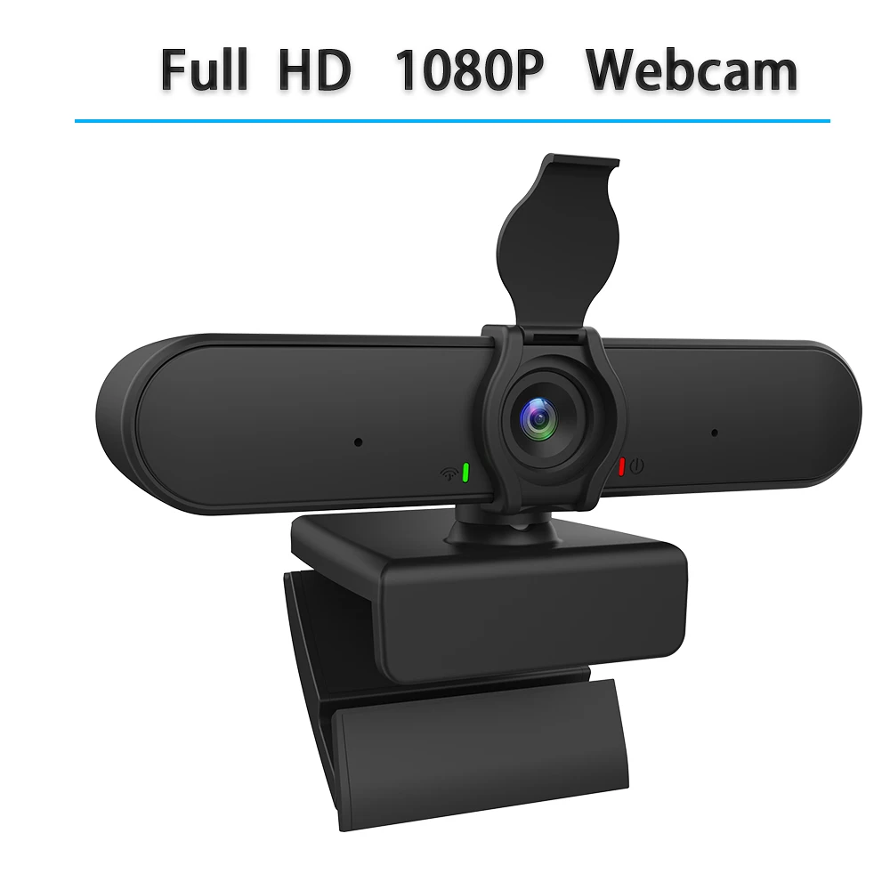 Webcam Full HD 1080P com microfone com cancelamento de ruído integrado e design de capa de privacidade, um periférico de computador seguro e conveniente