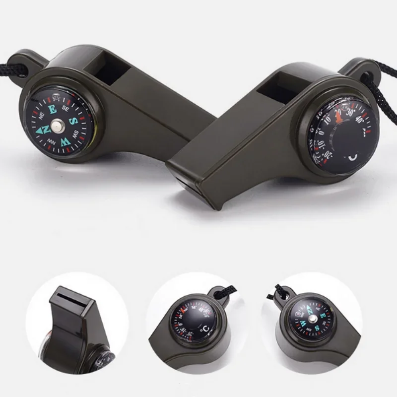 3 في 1 صفارة إنقاذ الطوارئ البوصلة ميزان الحرارة الحكم التشجيع صافرة السلع الرياضية التخييم التنزه أدوات في الهواء الطلق #6