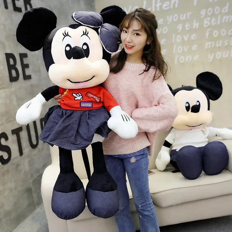 100CM Oversize Kawaii Disney Plush Dolls Mickey Plush Toys Cute Mickey Mouse Cartoon Soft Stuffed Doll Kids Birthday Xmas Gifts