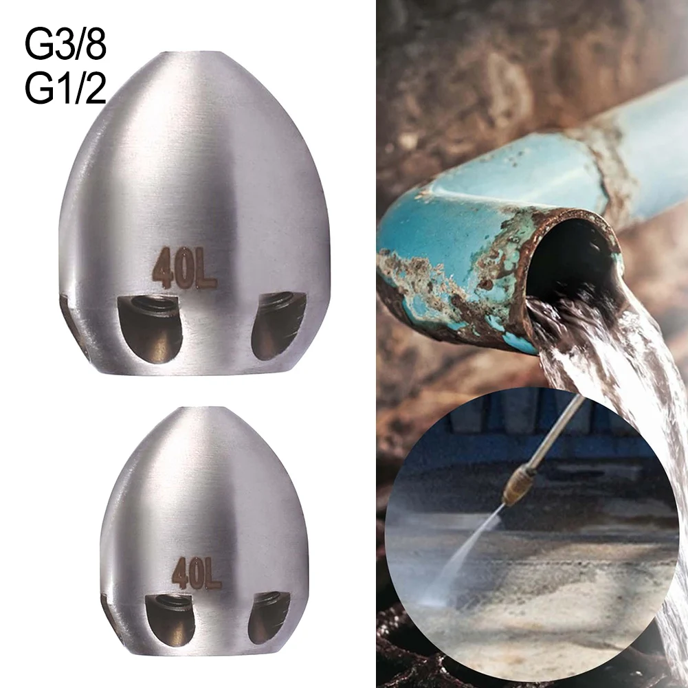 1pc Drain Jetter Nozzle 40L Output For Heavy Dirty Cleaning Pipe Flushing Stainless Steel Hose Attachment Wi Thread G1/2 G3/8inc