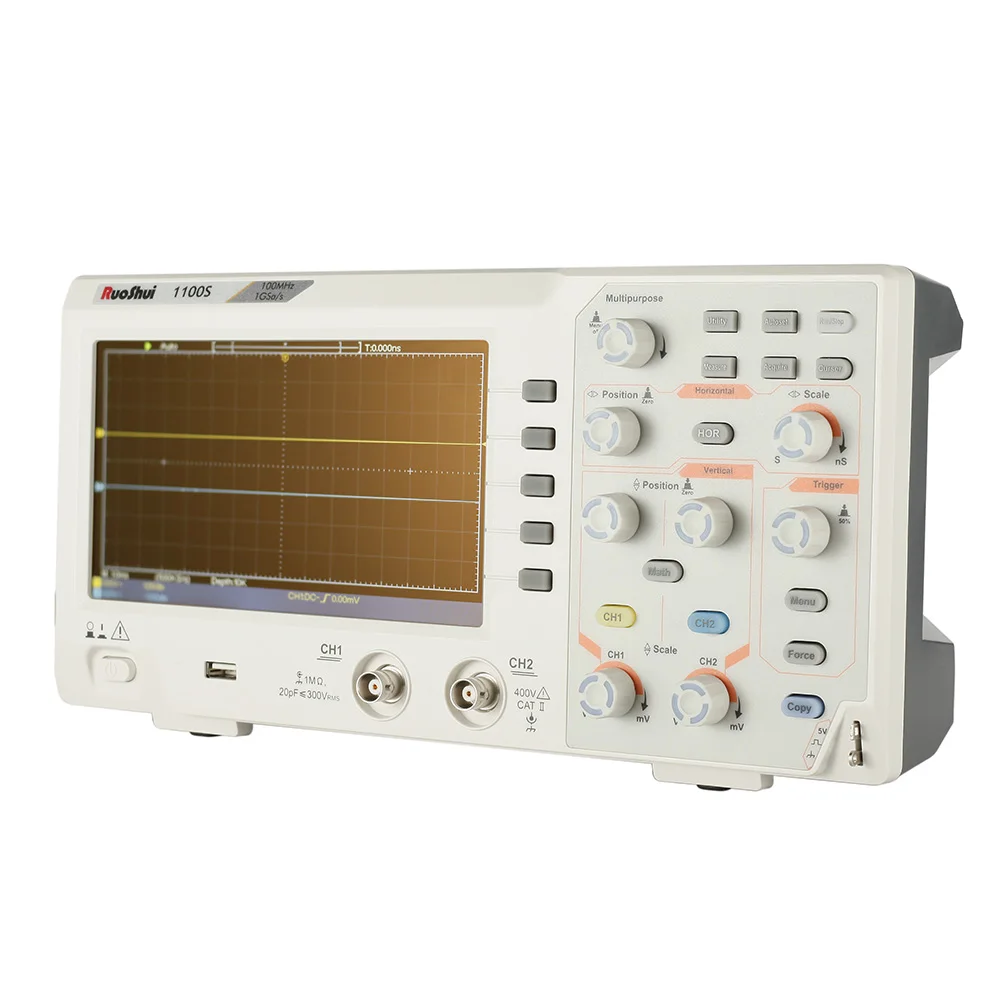 1100S RuoShui 100MHz 2 Channels Benchtop Digital Storage Automatic Oscilloscope