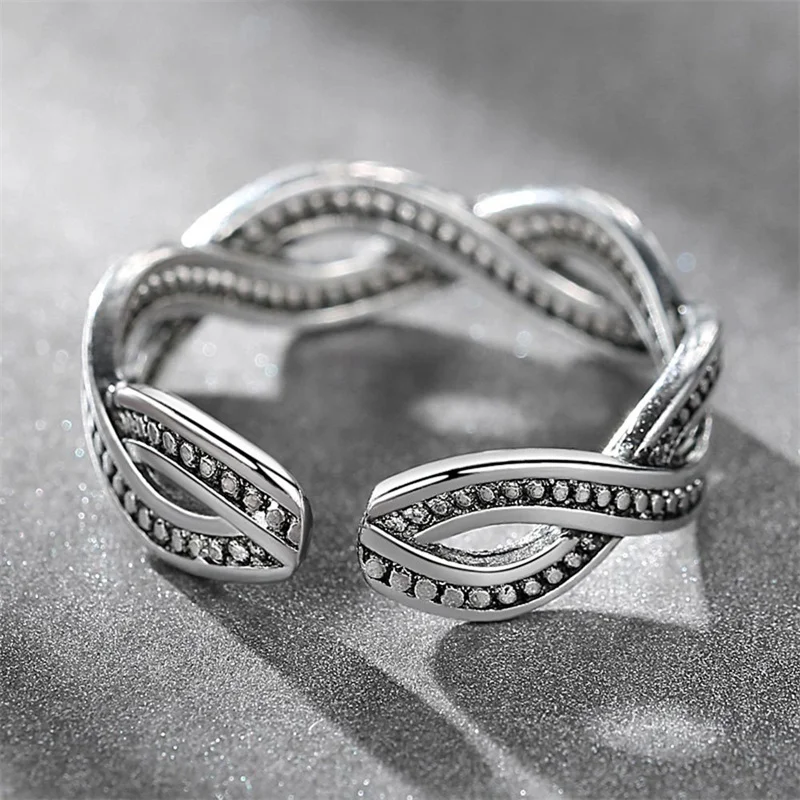 Exquisite Retro Ring 925 Sterling Silver Men Jewelry Open Size Vintage Interlock Cross Pattern Ring Male Finger Accessories