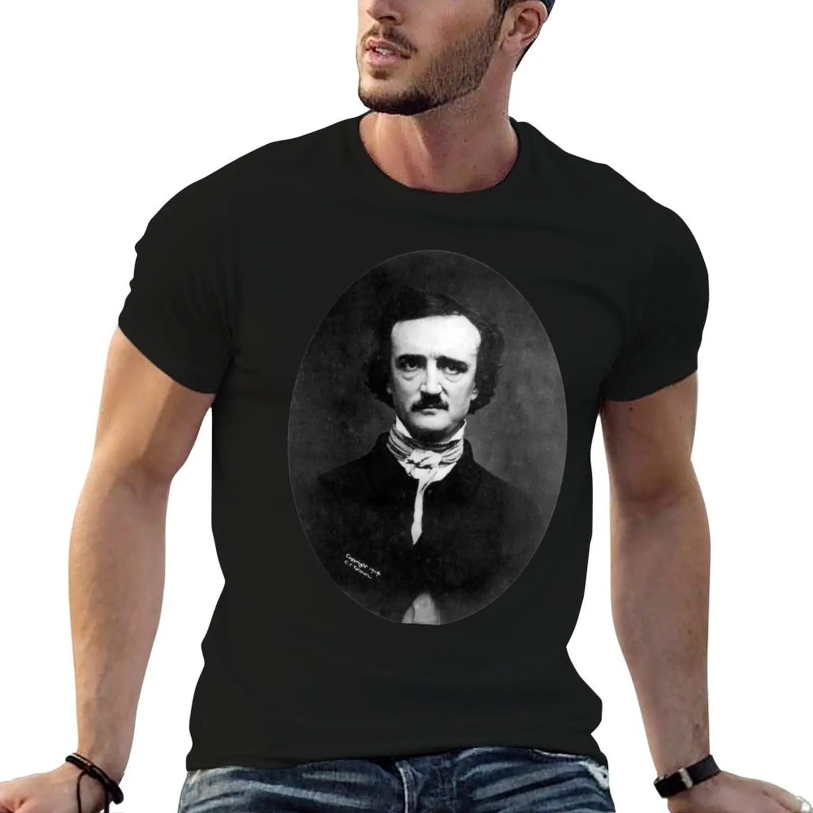 Edgar Allan Poe T-Shirt vintage anime shirt Short sleeve tee shirts men