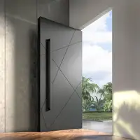 Modern intricate carving wood grain color aluminum Front door Silent waterproof highly secure manual revolving doors Entry doors 6