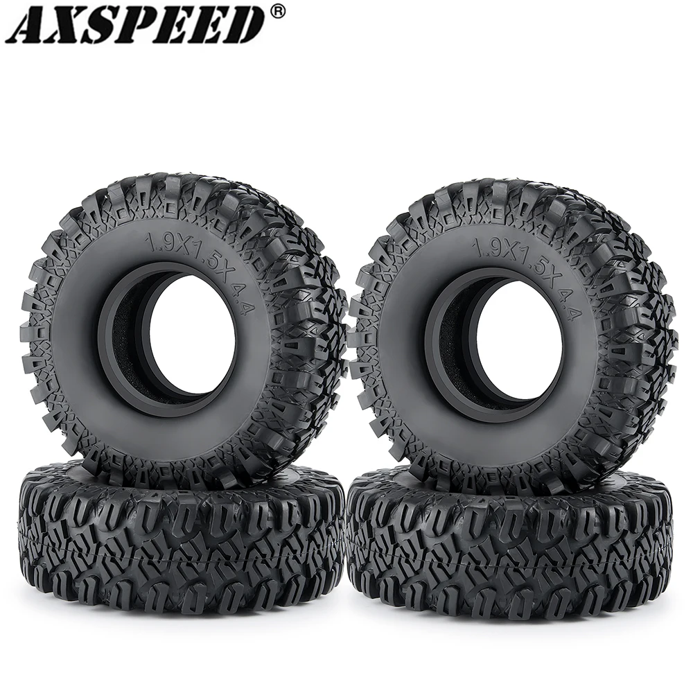 AXSPEED 1.9inch Rubber Tyres 114mm OD Wheels Tires for 1/10 Axial SCX10 CC01 D110 D90 RC 4WD TRX4 TRX6