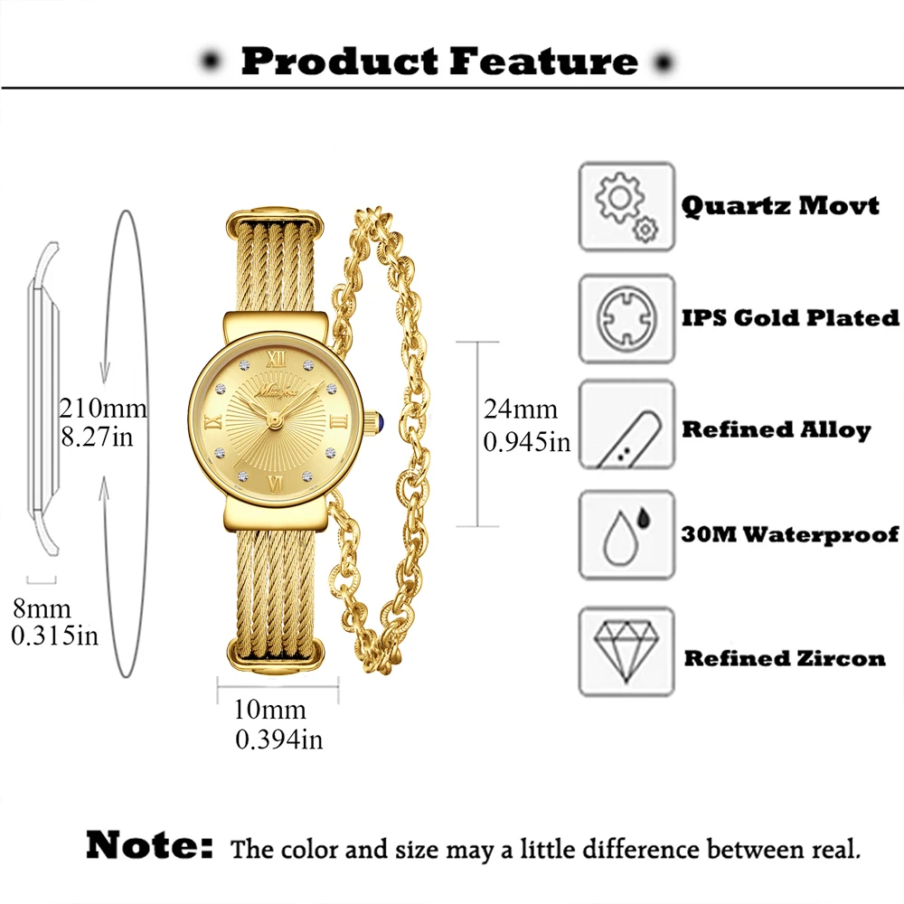 New Ladies Quartz Watches Gold Open Bracelet Small Wrist Women Watch Fashion Elegant Wristwatches Power By Battery Hand Clock