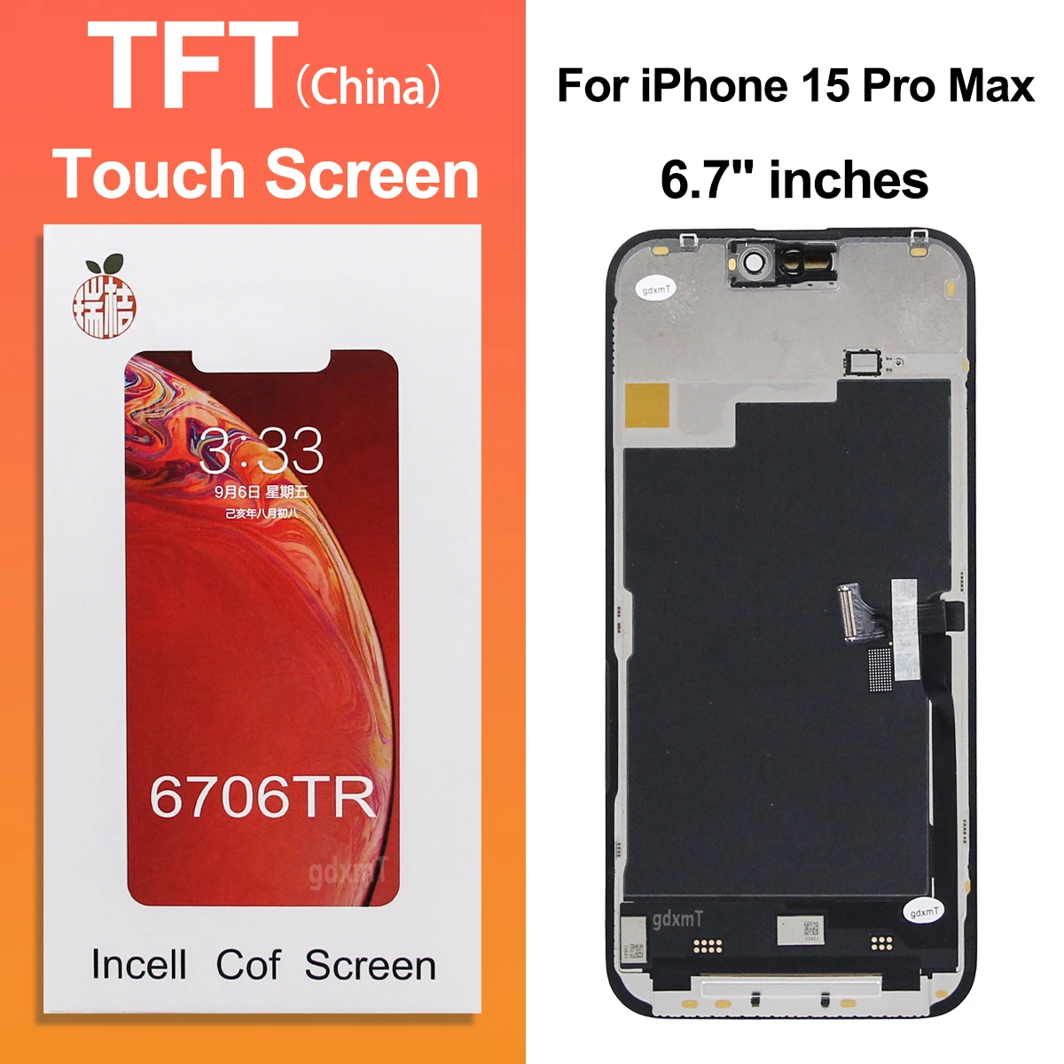 For iPhone 15 pro Max RJ Soft OLED LCD Display Touch Digitizer Assembly - Incell Screen Repair for A2849 A3105 A3106 A3108
