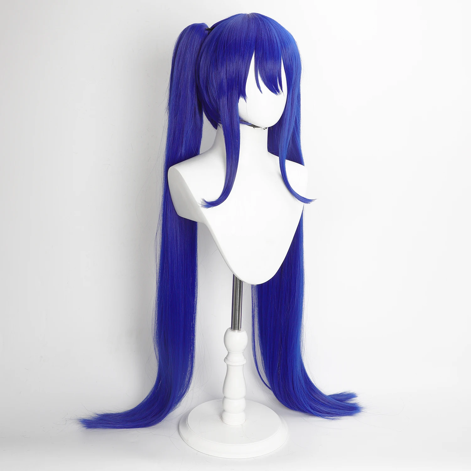 Anime Wendy Marvell Cos Wig Dark Blue Detachable Double Ponytails Heat Resistant Synthetic Hair With Wig Cap Role Play