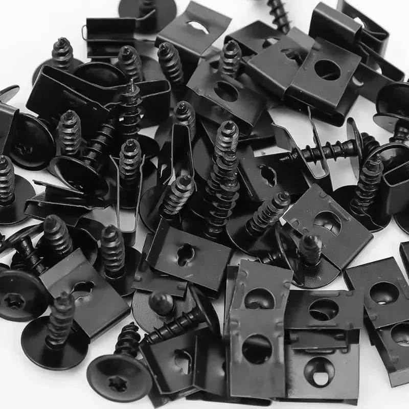 20Set Automotive Screw Base U-shaped Clip Self-tapping Screws with Interior Panel Clip Modification Clip Quick Thread Washer Kit