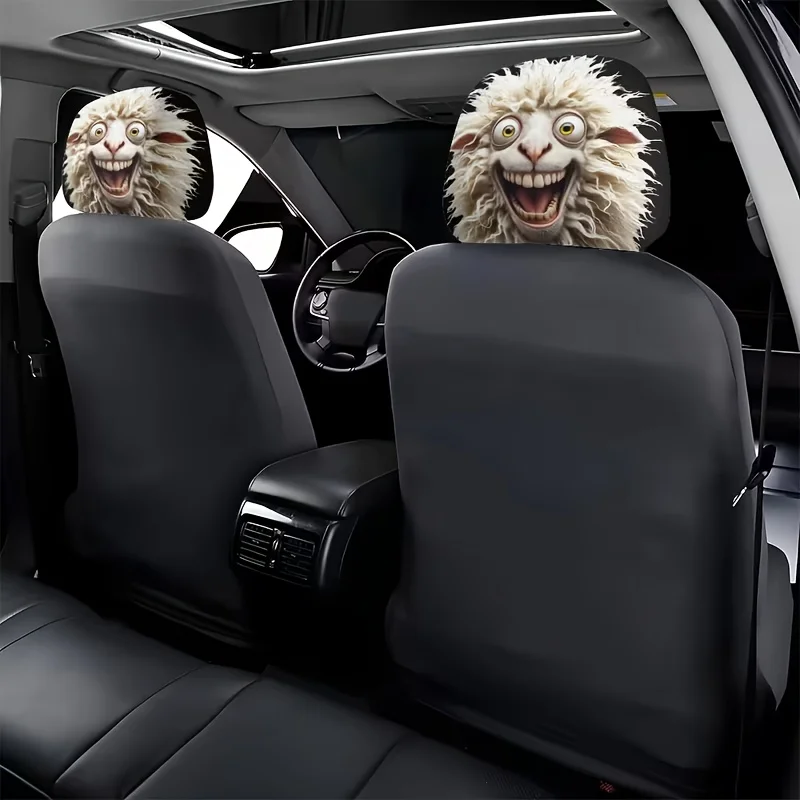 2pcs Crazy Little Sheep Car Headrest Covers | Suitable for Travel Daily Commuting, Car Interior Decoration, Soft and Comfortable