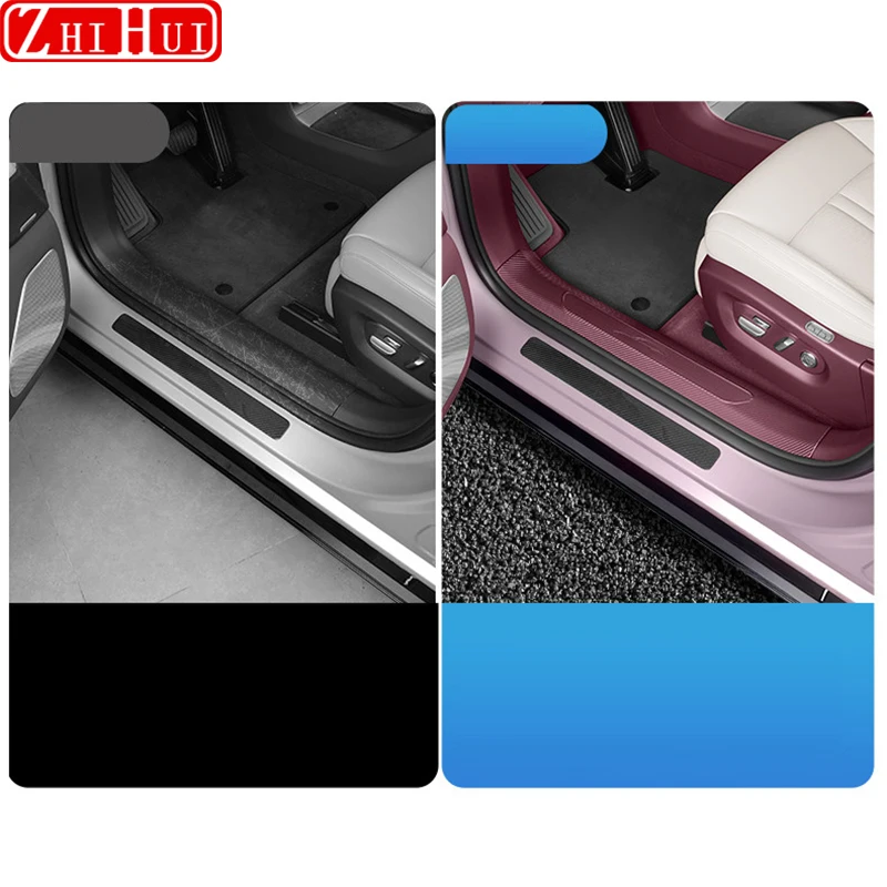 For Xiaomi YU7 Car Original Color Door Sill Trim Carbon Fiber Pattern Welcome Pedal Anti-step Stainless Steel Strip Accessories
