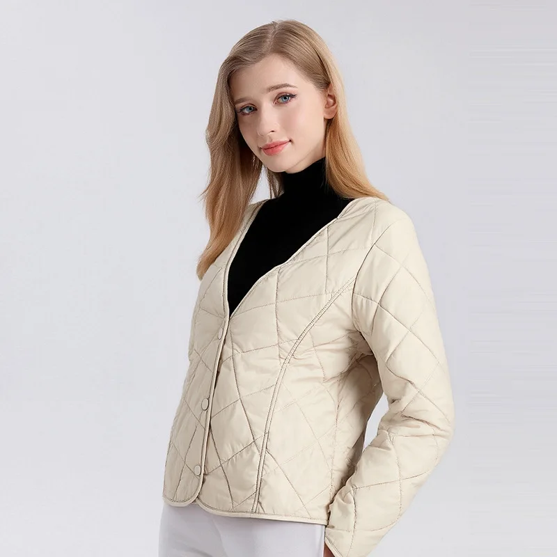 MadBlack-Silk Filler Elegant Coat, V Neck Long Sleeve, Women Outdoors Windproof Warm Loose Cardigan, 2026 Autumn New C67643CC