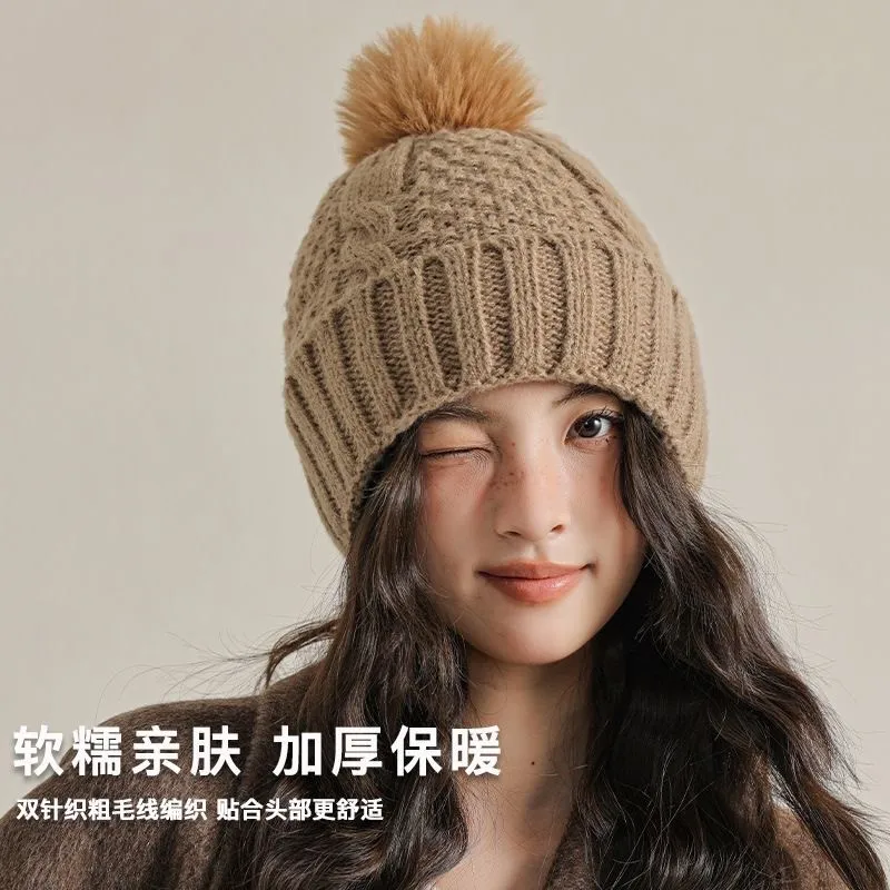 Head Cap Hugger Toque Stocking Watch Thickened pom-pom Hat Fringed Woolen Warm Autumn Winter Knitted Protectors 8M123