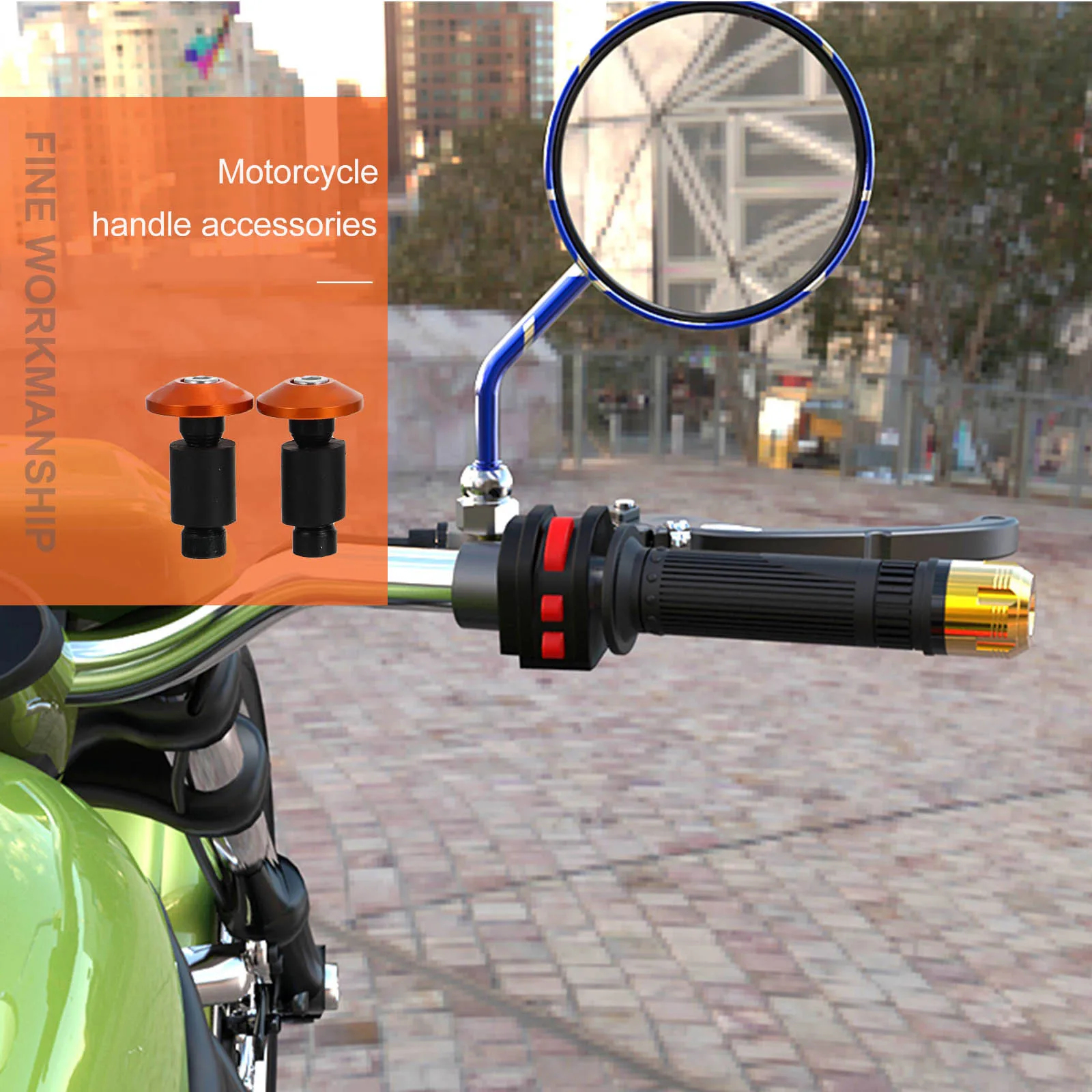 

2Pcs Handgrip Balanced Plug Motorbike Aluminum Alloy Sturdy Handlebar Ends Safety Cushion Protective Motorbike Modification