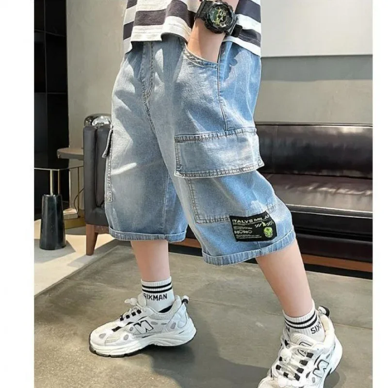 

Teenage Boys Denim Shorts 2024New Children Boy Summer Pants Kids Jeans 4 5 6 7 8 9 10 11 12 13 14 15 Years