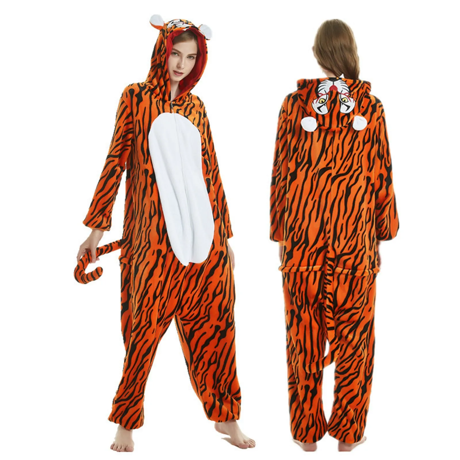 Kigurumi Pajamas Women Sleepwear Onesie Animal Cartoon Jumpsuit Cartoon Tiger Costume Winter Child Women's Pyjamas