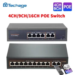 Techage 4CH 9CH 16CH 52V Network POE Switch With 10/100Mbps IEEE 802.3 af/at Over Ethernet IP Camera/ Wireless AP/ CCTV Camera