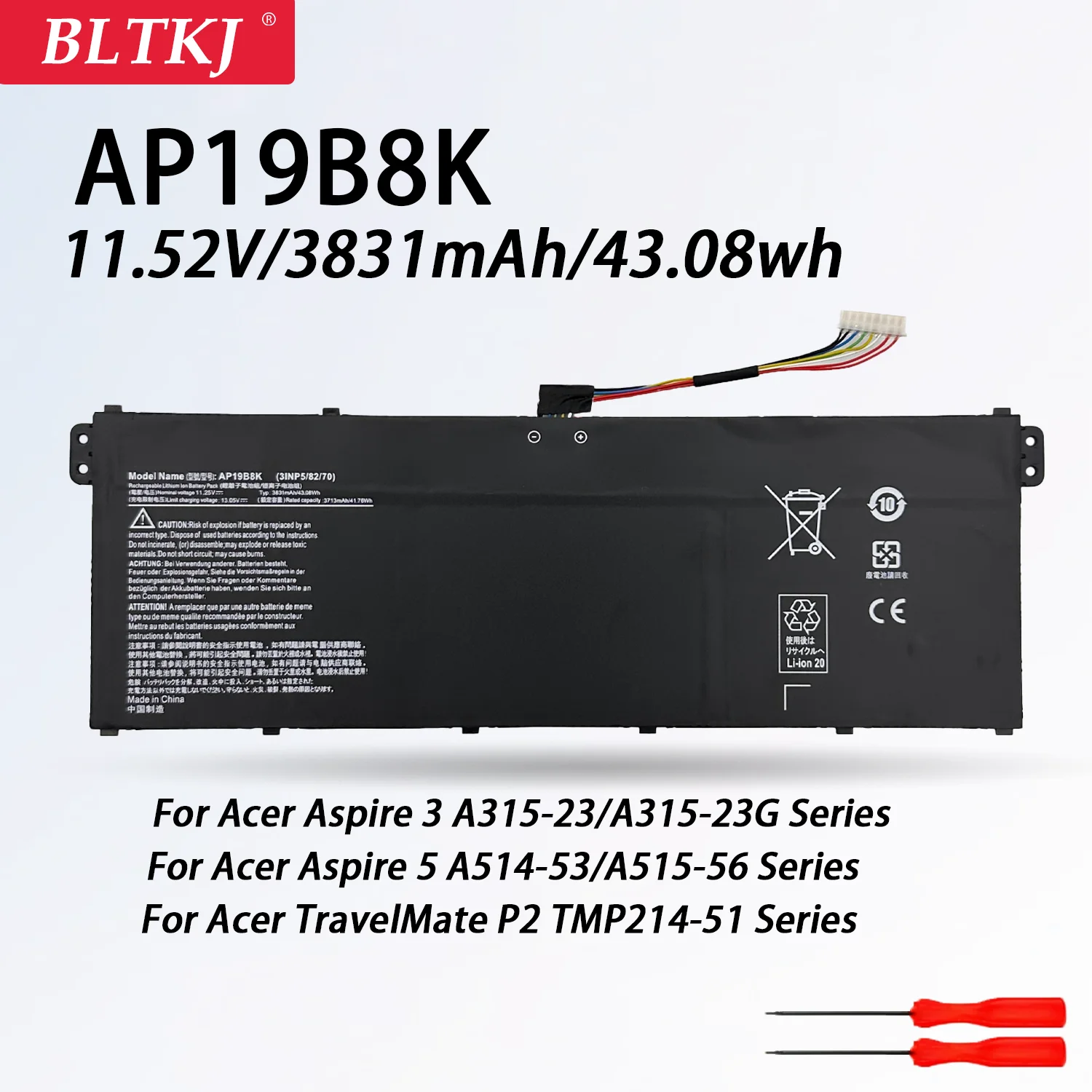 AP19B8K Laptop Battery For Acer Aspire 3 A315-58 A317-52 A514-53 A515-56 CB315-3H A715-42 AP19B5K