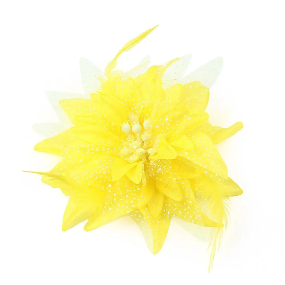 Fashion Brooch Feathers Hair Clip Feather Beads Bridal Hairpin Headdress Flower Corsage Hairband for Latin Dance Performance