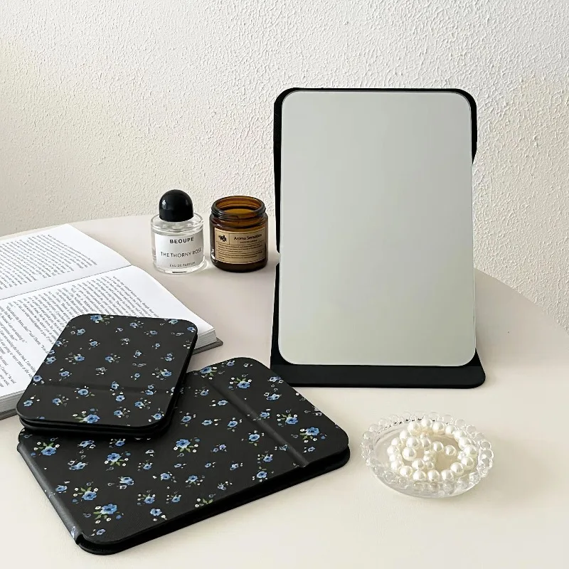 

Flexible Foldable Mirror Handheld Rectangle Black Cool Mirror Aesthetic Kawaii Standing Espejo Maquillaje Luz Home Accessories