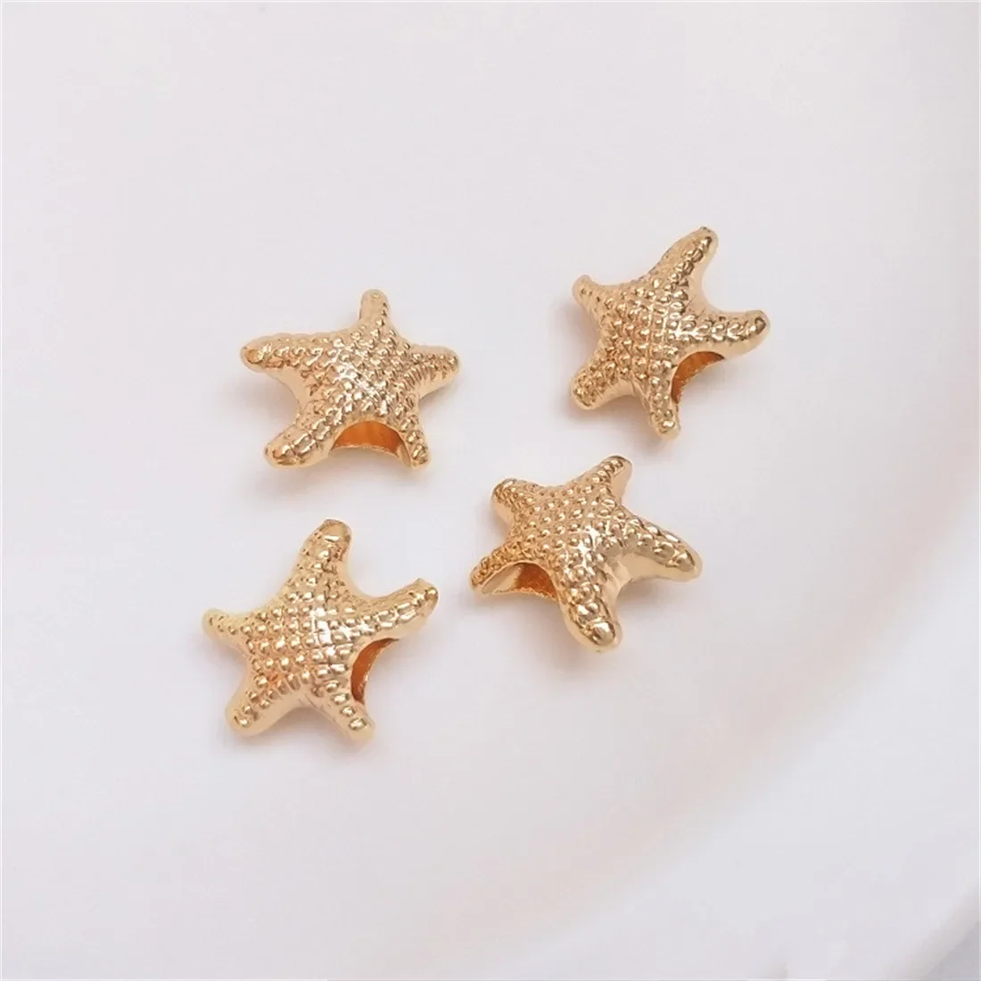 

14K Gold-filled Five-pointed Starfish Big Hole Beads Handmade Charm Fat Star with Beads DIY Bracelet Jewelry Accessories C213