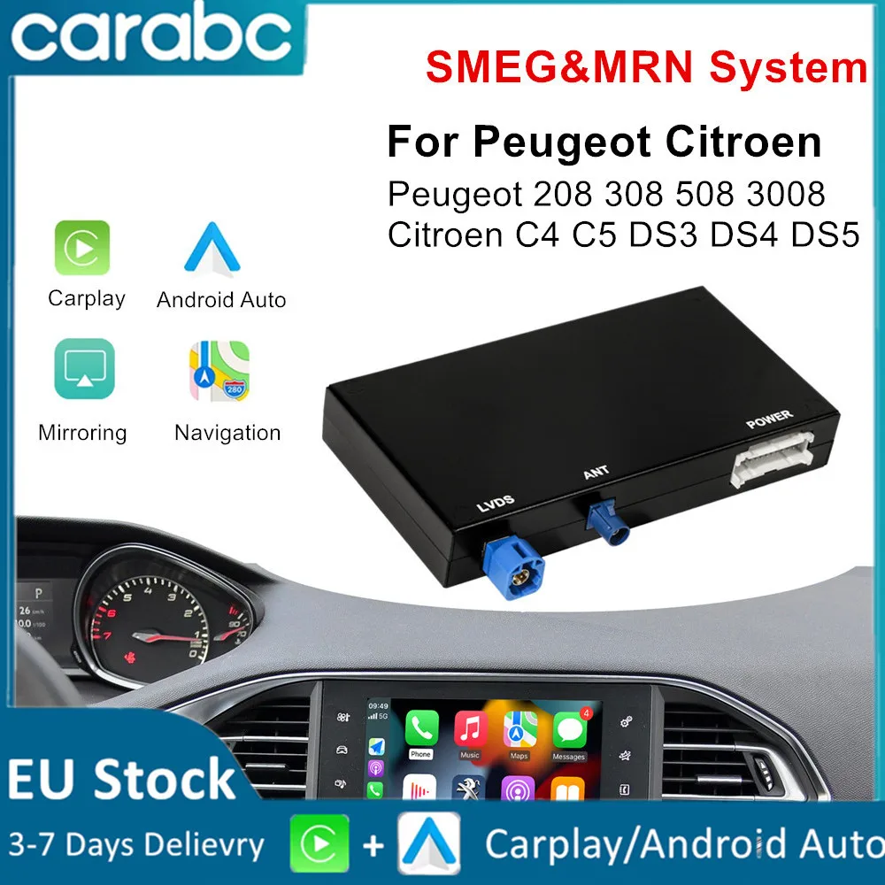 CARABC CarPlay sans fil Android Auto pour Peugeot Citroën SMEG Picasso C4 C5 DS4 DS3 308 508 208 3008 Mirror Link GPS Navigation