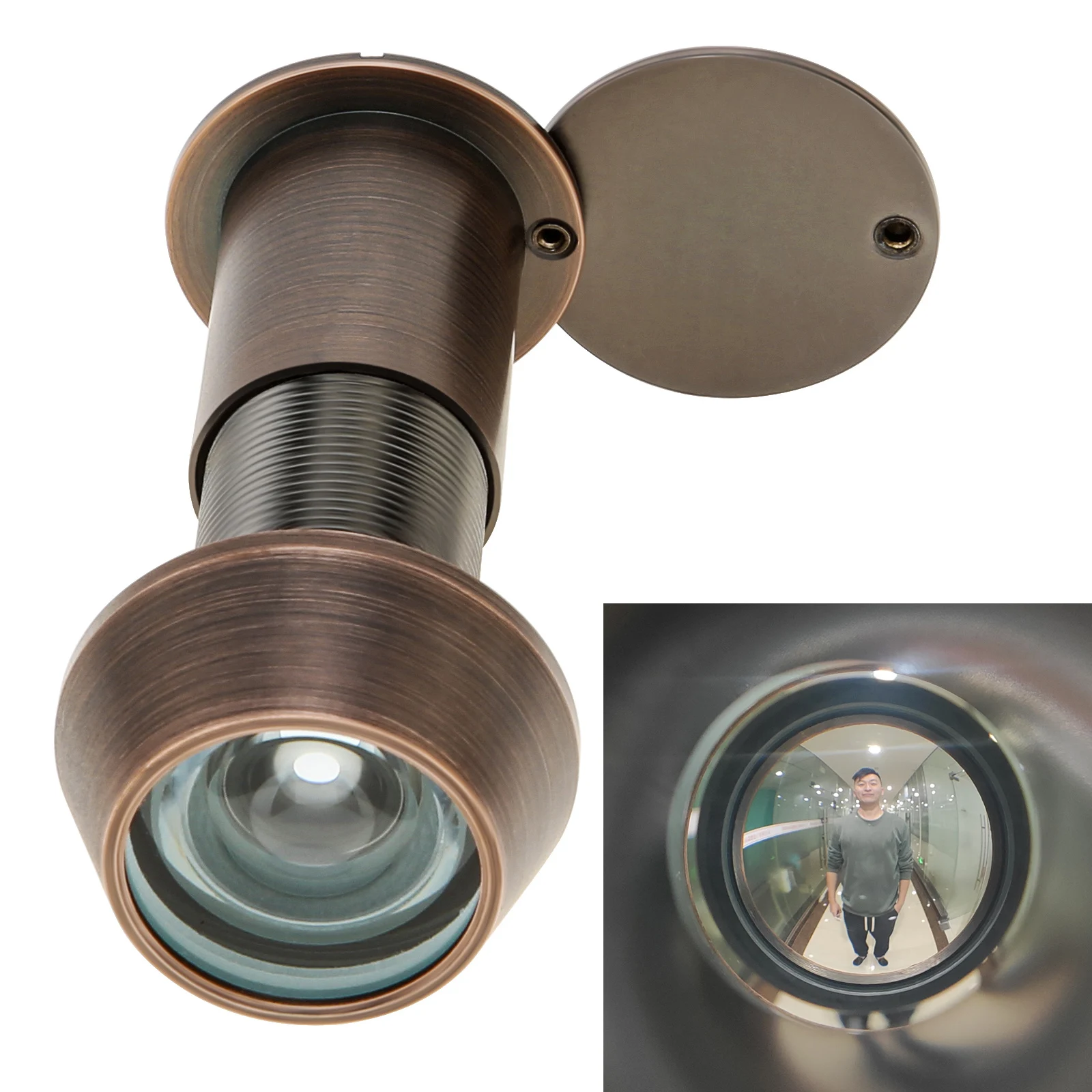 Solid Brass Door Viewer Peephole 22mm 220 Degree Wide Angle Peep Holes for 34-64mm Door HD Glass Lens Security Door Peep Holes