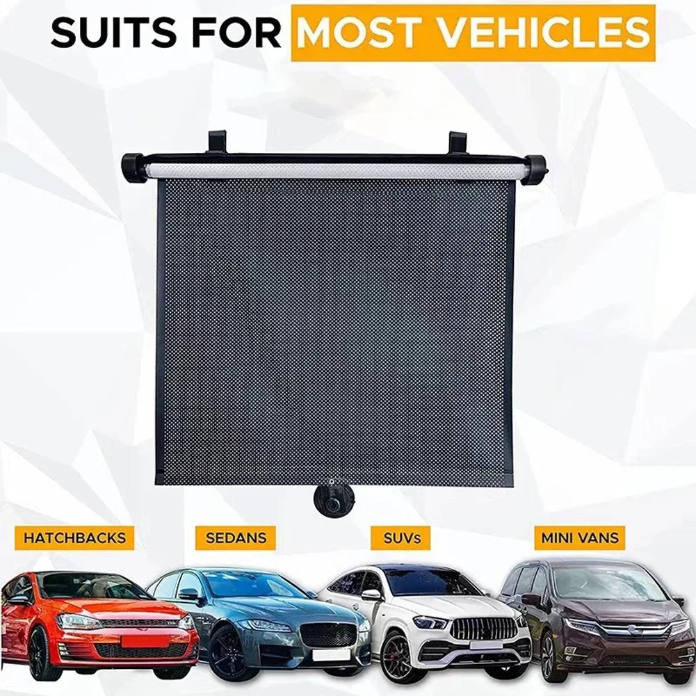 2Pcs Roller Side Window Sun Protection Shade 15 Inch Side Window Cover with Suction Cup Mesh Summer Heat Insulation Glass Shade
