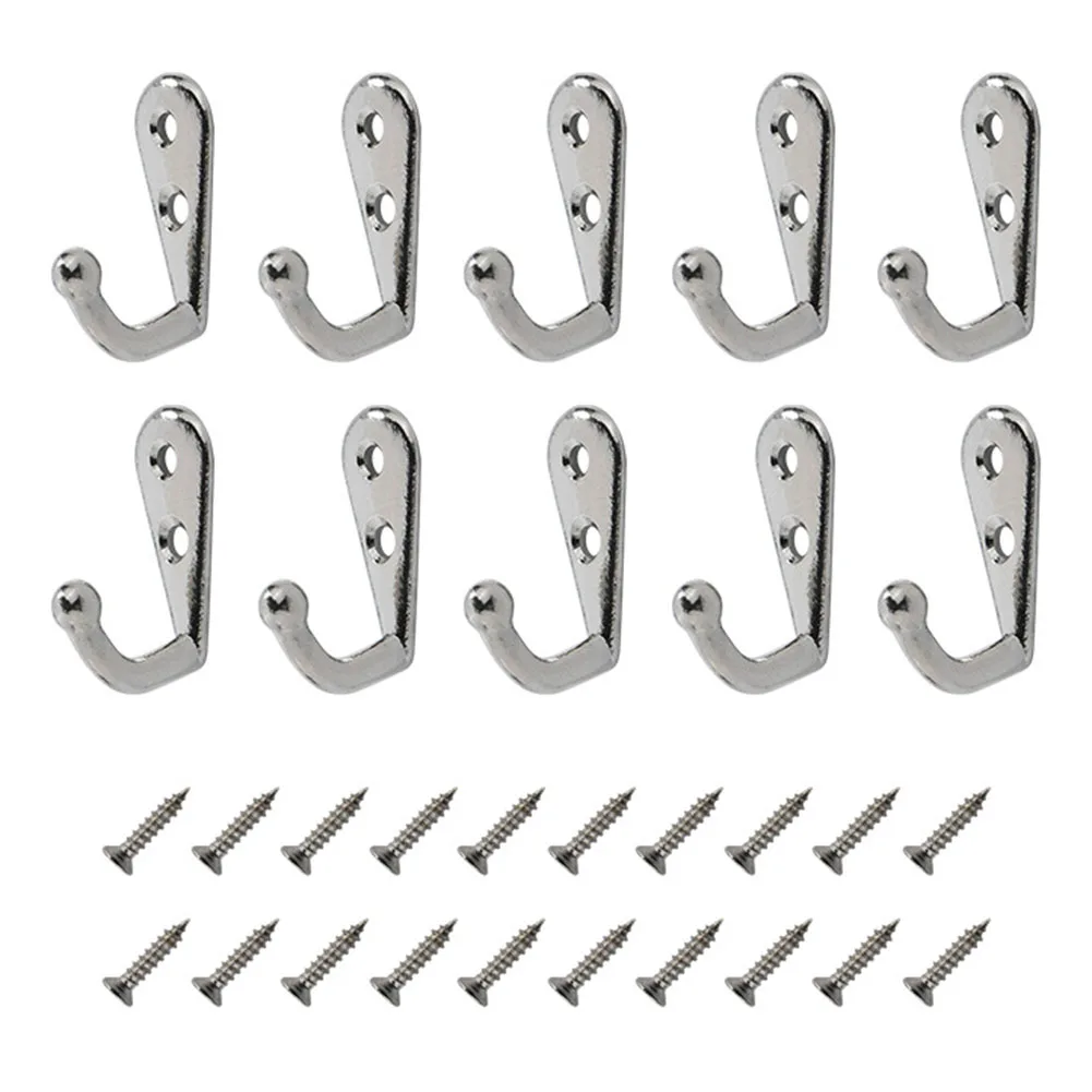 Silver Black Bronze Zinc Alloy Hooks Screws For Bathrooms Anti-rust Cast Antique Vintage Coat Hooks Zinc Alloy