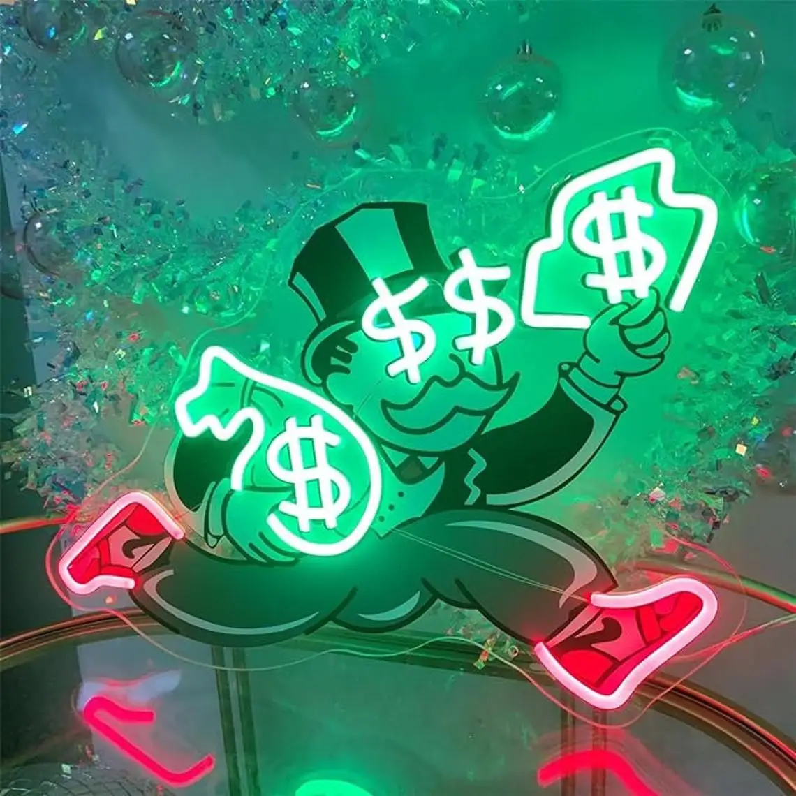 Money Neon Sign Monopoly01 Man Family Birthday Bar Decor Home Wall Decor Man Cave Sign Personalized Gifts