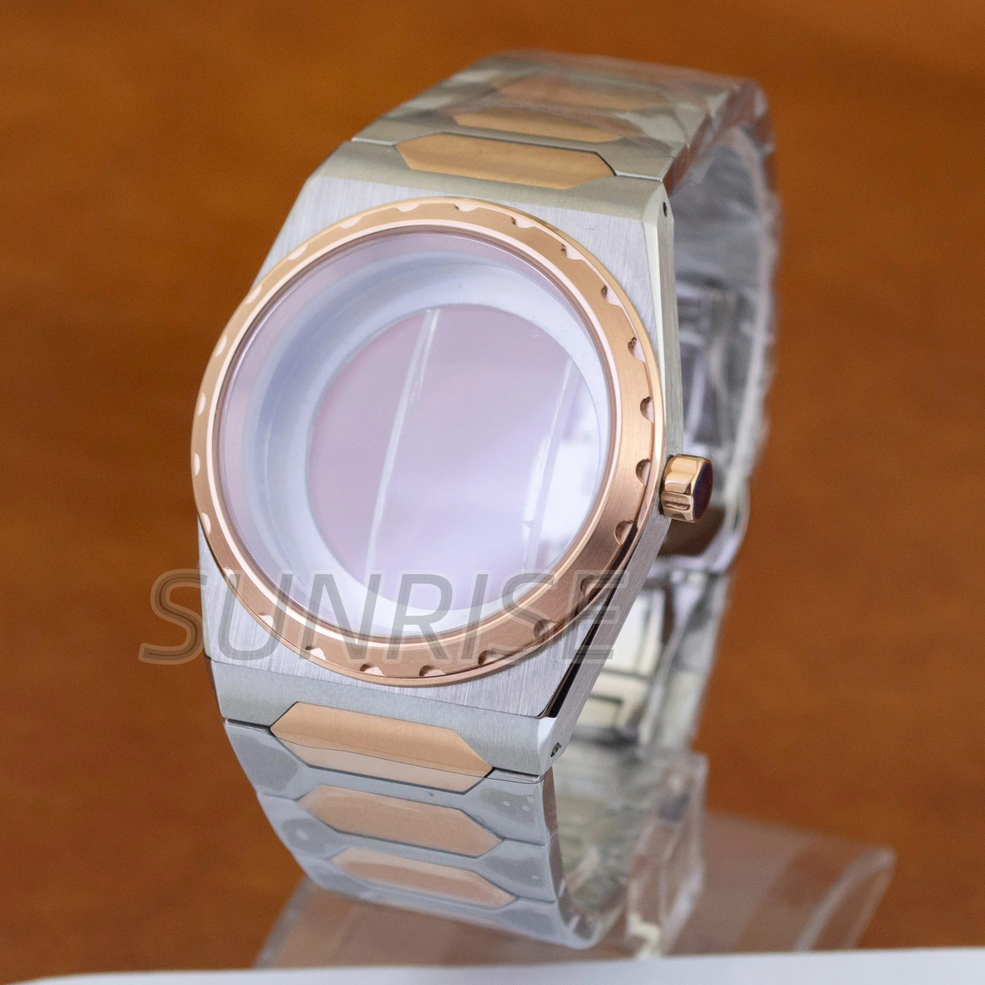 

For VC222 NH35 Case Strap Stainless Steel Sapphire Glass Watch Case NH35 NH36 Automatic Movement Rose Gold Silver Men Watch Case