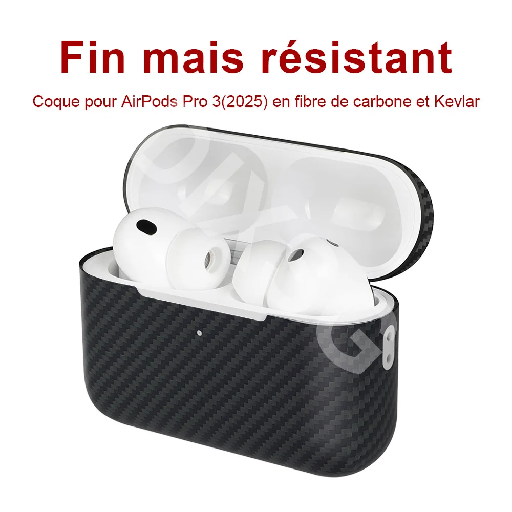 Pour Airpods Pro 3 2025 kevlar fibre d'aramide véritable étui en Fiber de carbone mince couverture rigide de protection avec chargement sans fil magnétique