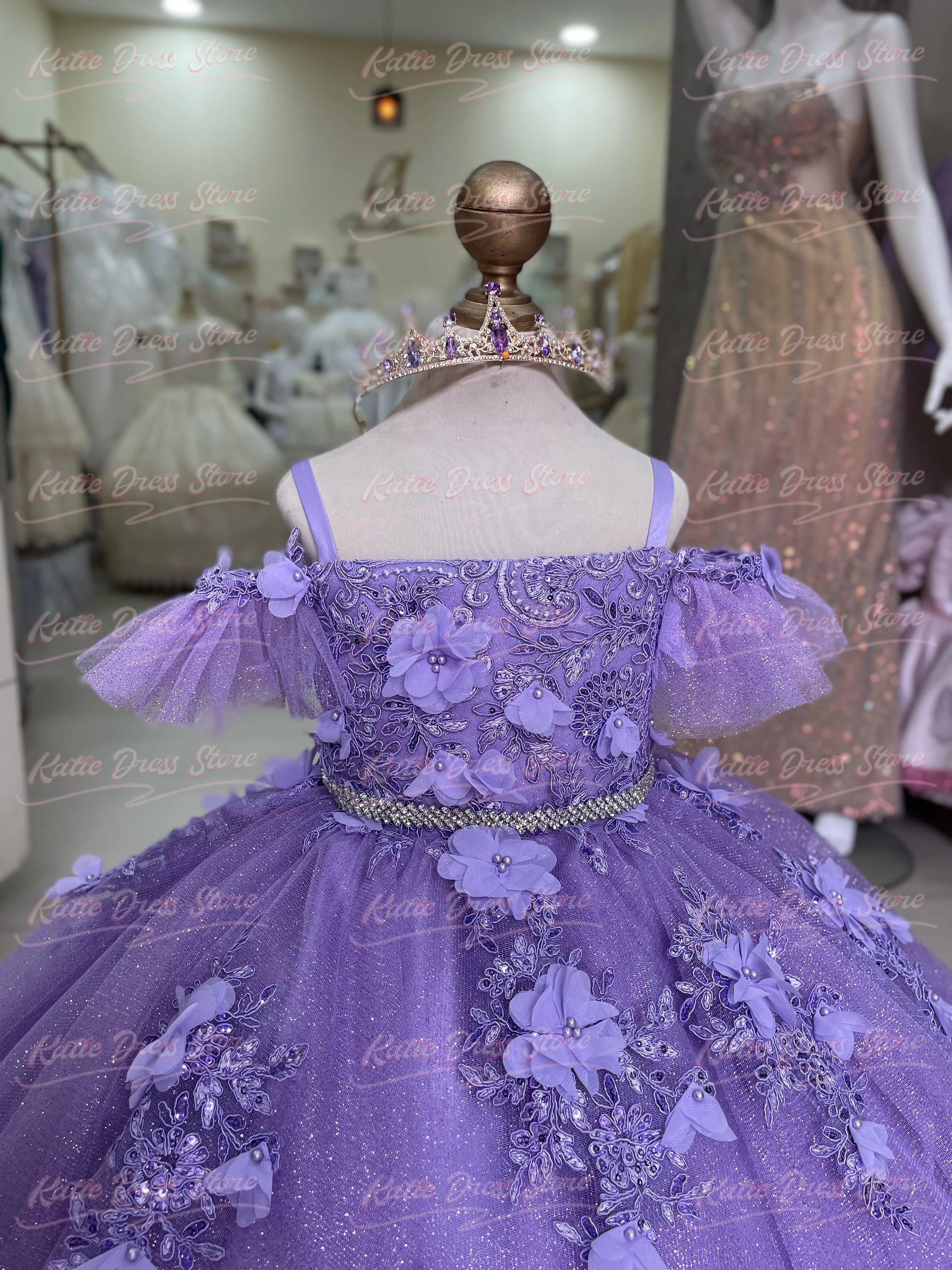 Elegant Customized Flower Girl Dress for Wedding Applique Beading Tulle Puffy Kids Birthday Party First Communion Ball Gowns