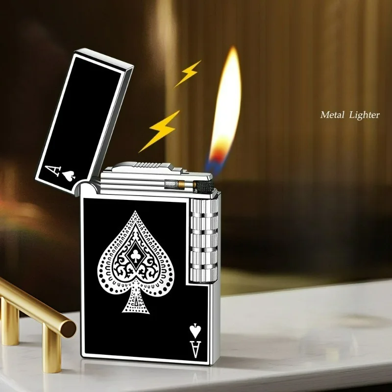 New Creative Oblique Fire Poker Lighter Sideslip Grinding Wheel Ignition Loud Voice Butane Gas Pipe Lighters Smoking Funny Gifts