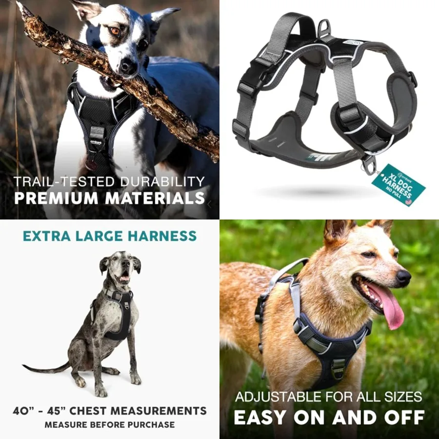 

Ebark Adventure X Dog Harne -Pu for Extra arge Dog Refective, iitary-Grade Nyon, Dua eah Cip, Ge-ined Hande, oft and Padded