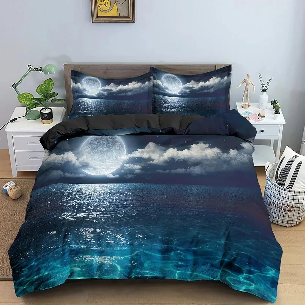 Natural Scenery Moonlight Shadow Comfortable Duvet Quilt Cover Pillowcase Bedding Set Children Bedroom Decoration Home Textile