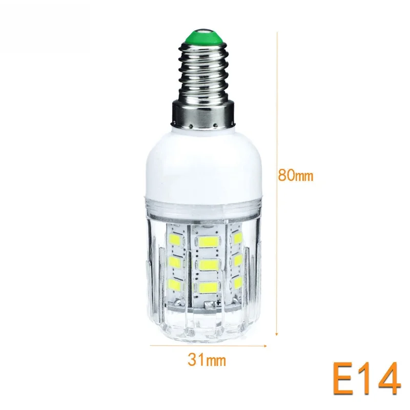 E27 E14 E12 E26 7W Led Corn Light LED Bulb 5730 SMD 110V 220V DC 12V 24V 27 LEDs Lamps Christmas Chandelier Candle Lighting