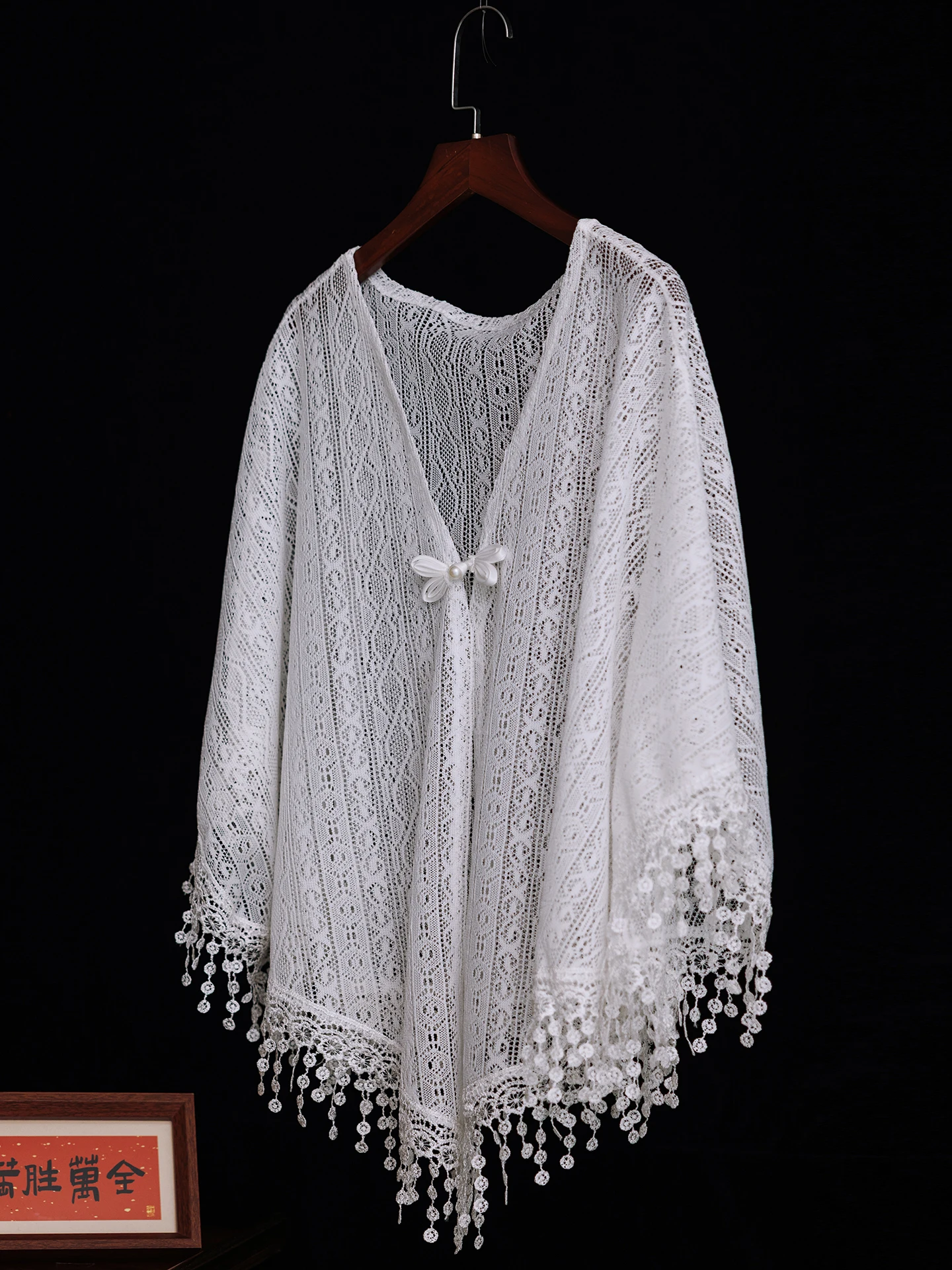 Lily Flower Embroidered Shawl for  Dress Women's Lightweight Summer Furry Multi-Functional Korean Style Shawl