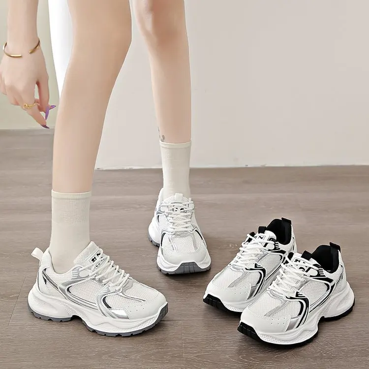 Versatile platform spring new fashion casual sports shoes women breathable ultra-light running dad shoes