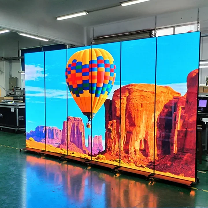 Pantalla LED Plegable para Interiores GOB P1.2 P1.5 P1.8 P2.5, Cartel Digital, Banner Publicitario Portátil, Video Publicitario para Centros Comerciales y Agencias
