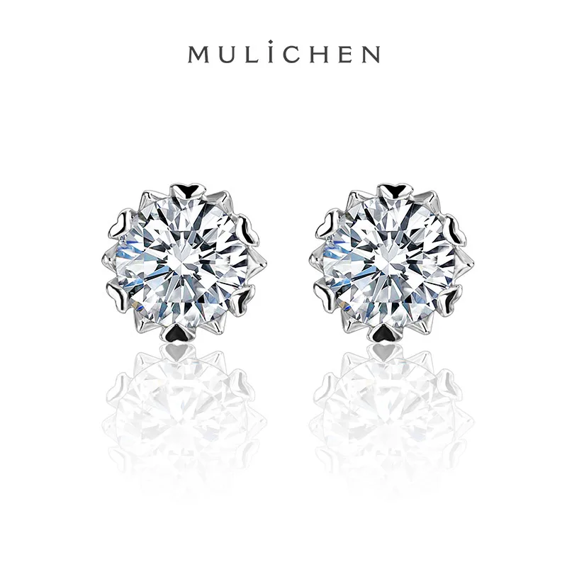 0.5/1/2ct Moissanite Women Earring Silver 925 Plated With White Gold Christmas Gift Stud Earrings Free Shipping