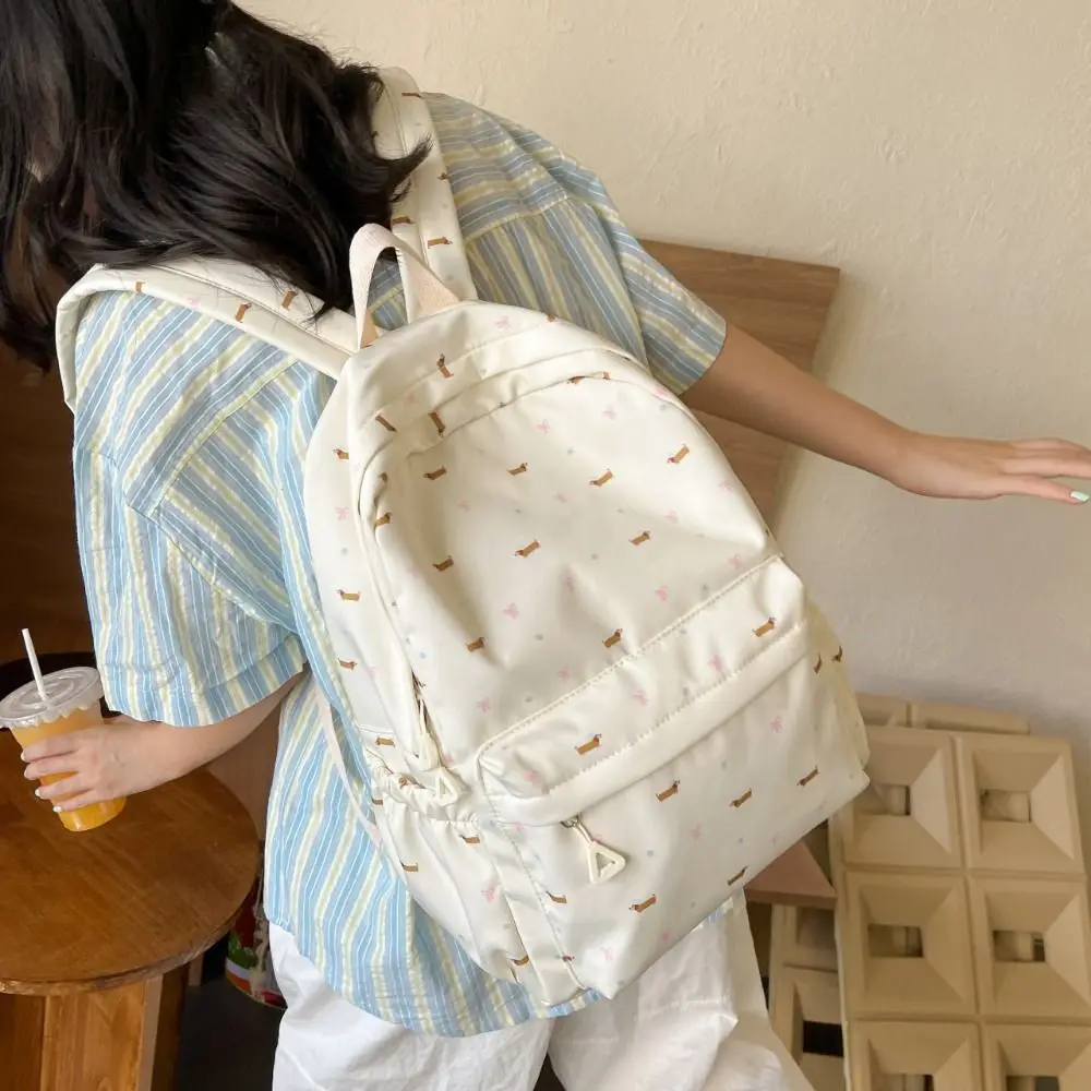 Kawaii Nylon Dog Backpack Korean Style Handbag Students School Bag Travel Bag Storage Bag Shoulder Bag Teenager