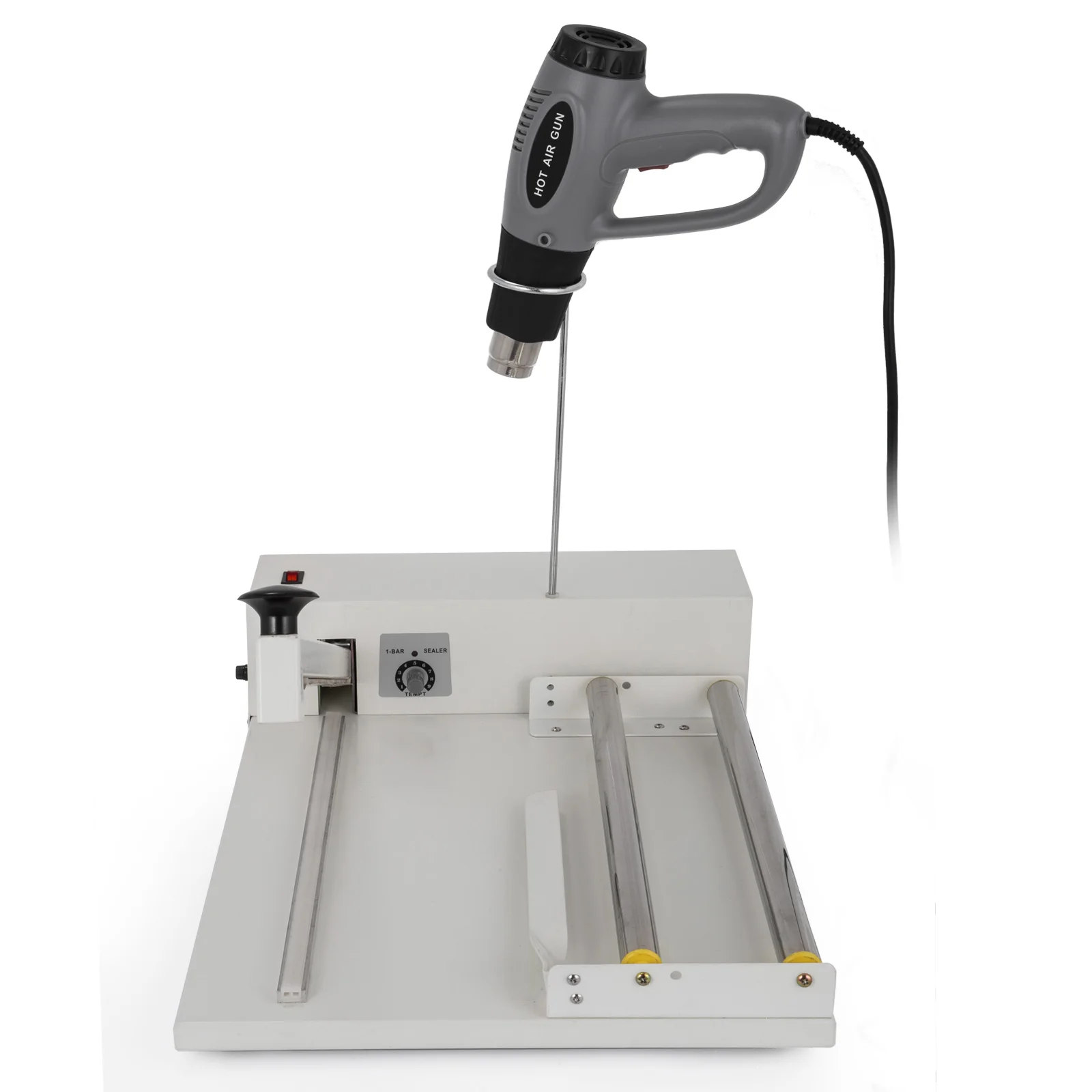 VEVOR-máquina de envoltura retráctil de 18 pulgadas, máquina de embalaje de hierro Premium, sistema de sellador térmico de plástico PVC con pistola de aire caliente para libros y alimentos