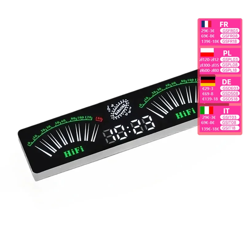 

Fan shaped music spectrum dynamic display volume level indicator light