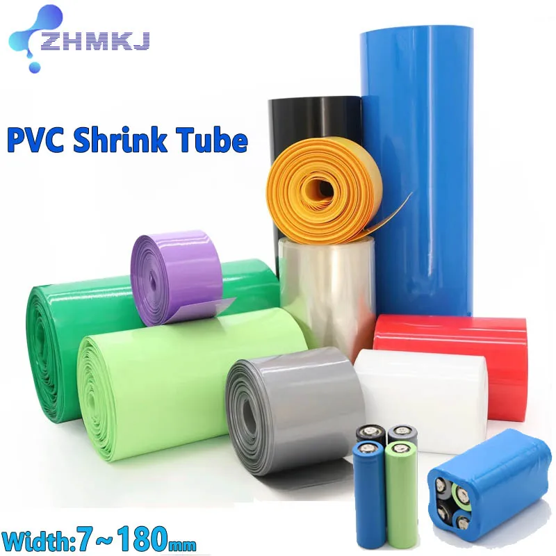 

18650 Lipo Battery PVC Heat Shrink Tube Width 7mm~180mm Insulated Film Wrap Lithium Case Cable Sleeve Moisture-proof Dustproof